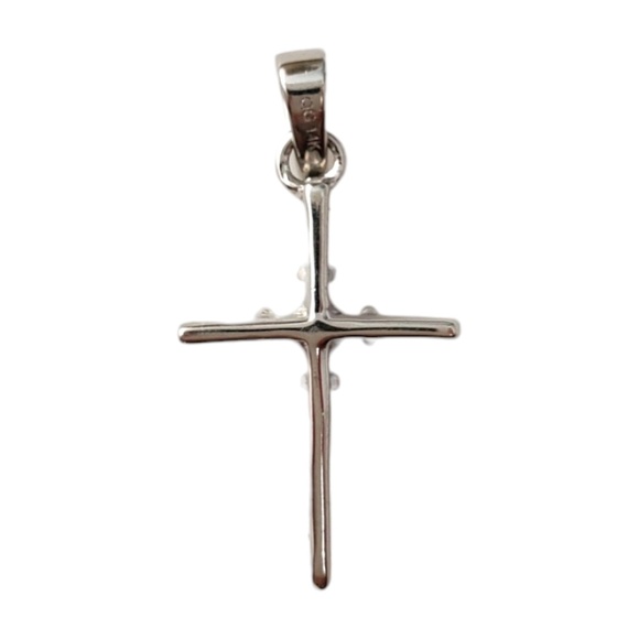 14K White Gold Diamond Cross Pendant Necklace #16588 - Picture 6 of 9